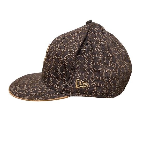 MLB Boston Red Sox Brown Logo Print Baseball Cap Sz 7 5/8 Fitted Hat Unique - Picture 6 of 8